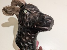 Goats Head Plaque Metal Trophy Wall Decorative Hanging Art Decor Horns  Vintage