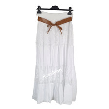 New Good Quality Italian Boho Long Maxi Summer Belted Skirt Lace Gypsy