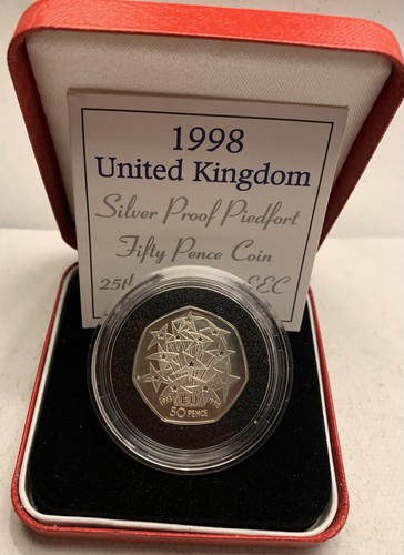 1998 silver proof piedfort - silver, 50p