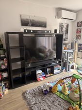 IKEA TV Cabinet Fits 60 Inch TVs With Storage Boxes Black