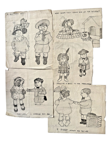 Antique comic pencil drawings - comic,