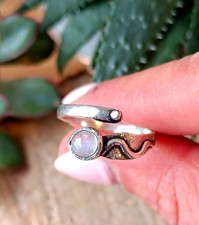 Moonstone German Silver Ring Handmade Adjustable Ring Gift for Her