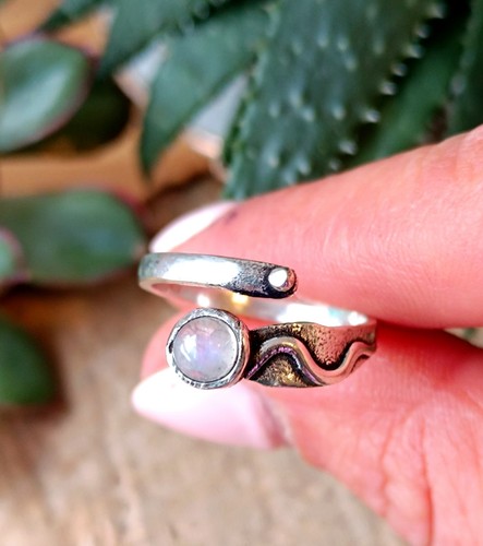 Moonstone german silver ring - silver,