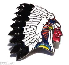 Native American Red Indian Wearing Headdress Wild West Cowboy Enamel Badge