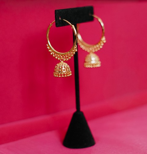 Gold jhumka hoop - gold, earrings