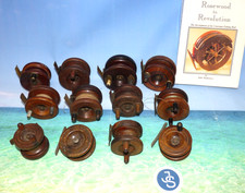 12 small  Vintage wood brass Nottingham fishing reels collect or use