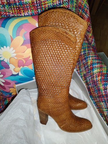 Woven leather cowgirl - leather, boots