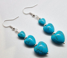 TURQUOISE HEART BEADED LONG