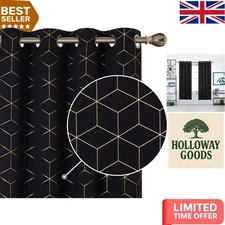 Noise-Reducing Blackout Curtains, 46x72 Inches - Elegant Gold Diamond Design