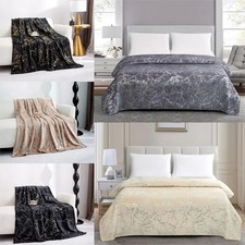 Marble Print Throw Blanket Soft Velvet Double 150x200cm King 200x240cm Bed Sofa