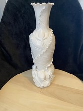 RARE DESIGN Flower Shell Frog Chinese Dehua Blanc De Chine Vase Porcelain Tall