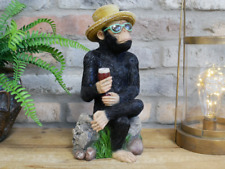 Monkey Ornament Large Statue Figurine Holiday Hat Home Bar Decor Gift Animal