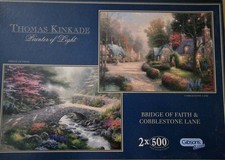 2 x 500 Piece Thomas Kinkade Jigsaw Puzzles  By Gibsons. Checked And Complete.