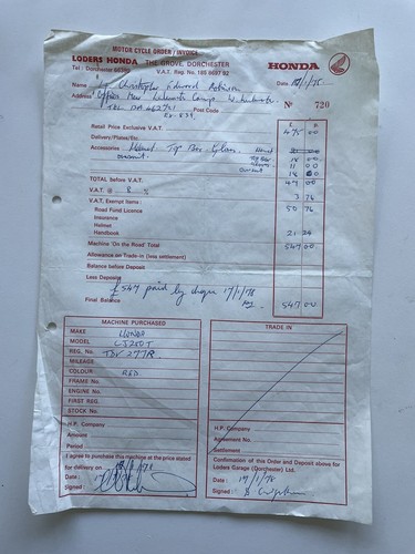 Vintage 1970s sales receipt - vintage,