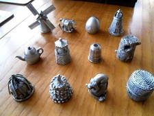 Conversation Piece Thimble collection - set of 12 - Boxed - Pewter