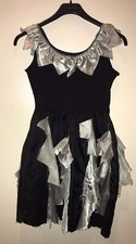  11-13 YEARS HALLOWEEN COSTUME SCARY FANCY DRESS USED IMPERFECT BLACK & SILVER