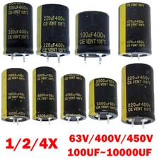 1/2/4x 105℃ 100uF~10000uF 63V-450V Large Electrolytic Can Capacitors - Snap In
