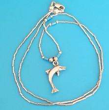 Dolphin Liquid Silver 925 Southwestern Style Necklace Vintage - 18.5"