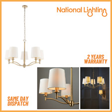 Modern 5 Light Pendant Chandelier E14 Dimmable Ceiling Light Vintage White Shade