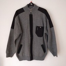 Lacoste Mens Knit Cardigan /jacket 5XL Cotton Vintage Zip Pocket Grey Logo VGC