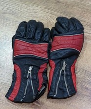 Vintage motorcycle gloves size medium/small.  Red & black leather.