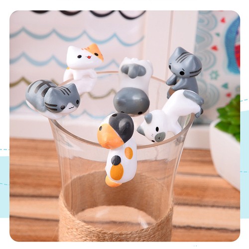 6pcs plastic mini cat - plastic,