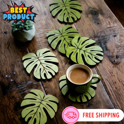 6pcs wooden cup coaster bamboo - coaster,