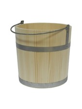 Big Wooden Bucket with metal ring and handle 15l - old style very solid NEW 