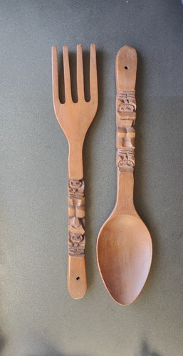 Vintage large wooden spoon and - large,