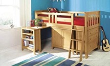 Harvey Sleep Station - Natural Pine/Oak Stain Wood - Full Size Single Cabin Bed