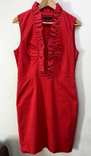 Ted baker red satin sheath - red,