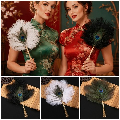 Exquisite ostrich feather fan - feather,