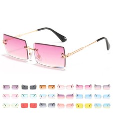Vintage Rimless Sunglasses Rectangle Women Men Frameless Candy Color Glasses
