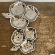 Staybrite Vintage Stainless Steel Pair Leaf Dish Dishes