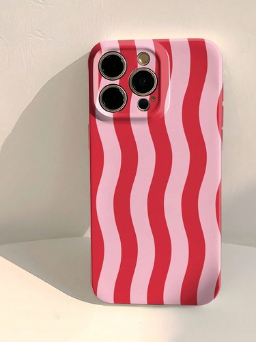 Pink red wavy stripe phone - pink,