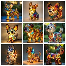 LED Dog Art Night Light Resin
