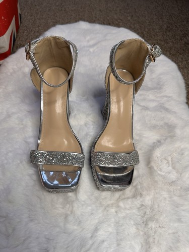 Silver glittery heeled - silver,