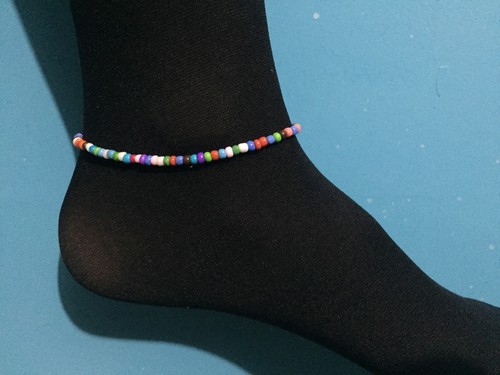 Rainbow seed beaded ankle - rainbow,