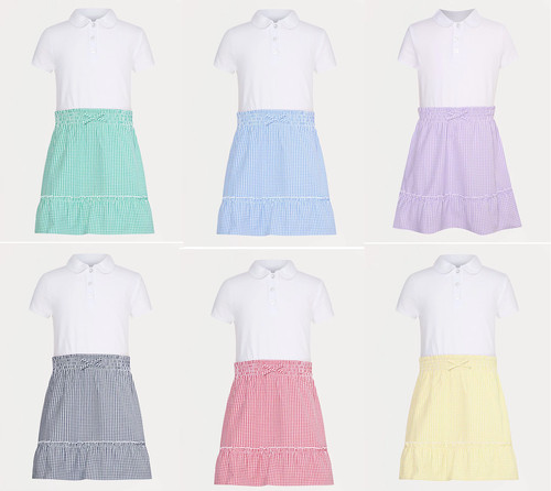 School gingham skirt polo - polo, top