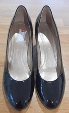 LOVELY PAIR OF LADIES GABOR BLACK PATENT LEATHER COURT SHOES - SIZE 7 - BNWOB