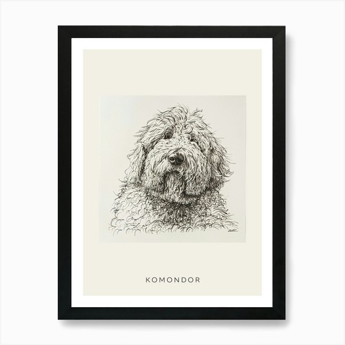 Komondor dog line sketch - komondor,