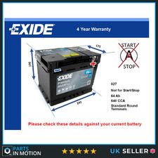 Car Battery EA640 Exide 027