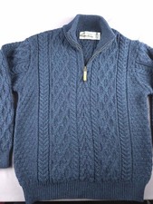 Aran Crafts 100% Merino Wool Chunky Cable Knit 1/4 Zip Sweater Women’s Large 