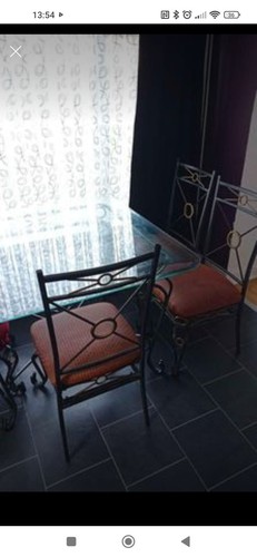Glass top dining table with - top,