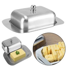 Stainless Steel Butter Dish with Lid Holder Storage Kitchen Serving Container