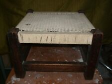 VINTAGE OAK HAND MADE AND HAND WOVEN STOOL MADE BY A DISABLED SOLDIER OR SAILOR