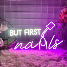 Custom Made personalised but first nails salon shop window Neon Sign led light