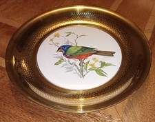 Decorative Wall Plate Ceramic Bird and Brass by Lombard
