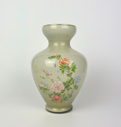 Vintage green glass vase - vintage,