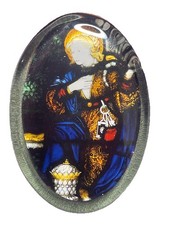 Antique Victorian C1884 st Mary Magdalene stained glass paperweight by C.E.Kempe